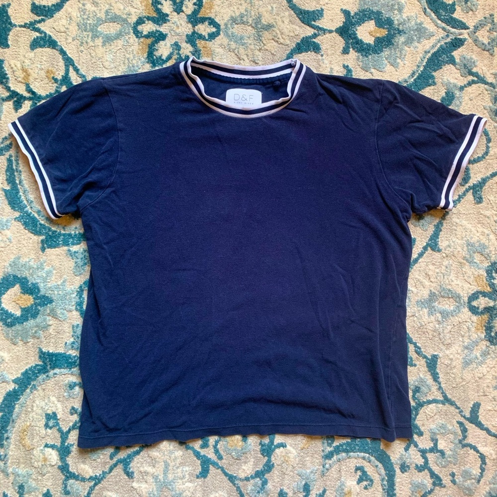 Blue fitted sailor shirt with stripped collar
